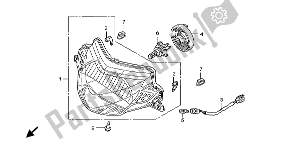 Alle onderdelen voor de Koplamp van de Honda ANF 125 2007