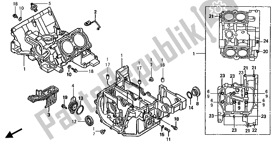 All parts for the Crankcase of the Honda ST 1100 1994