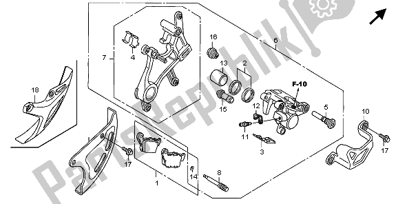 Todas las partes para Pinza De Freno Trasero de Honda CRF 250R 2009