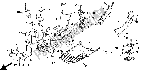 Alle onderdelen voor de Vloerpaneel En Bijrijder van de Honda SH 300 RA 2013