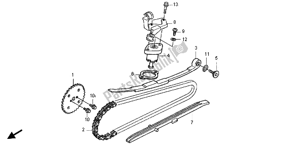 All parts for the Cam Chain & Tensioner of the Honda SH 125R 2012