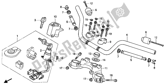 Tutte le parti per il Gestire Il Tubo E Il Ponte Superiore del Honda CB 250 1992