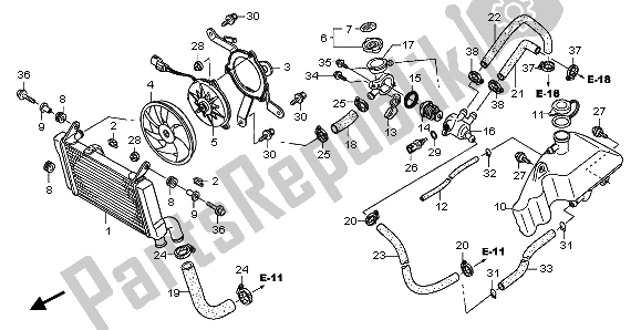 All parts for the Radiator of the Honda NT 700V 2007