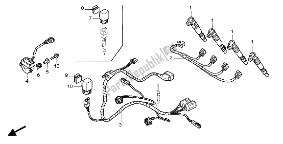 Alle onderdelen voor de Sub Harnas van de Honda CBR 600 RR 2006