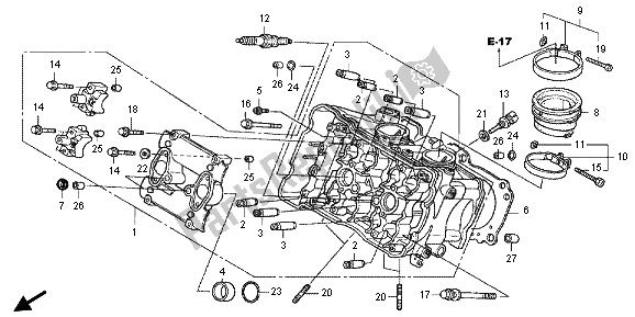 Alle onderdelen voor de Cilinderkop (voorzijde) van de Honda VFR 800X 2013