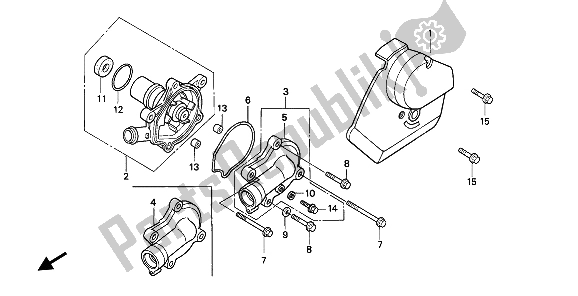 All parts for the Water Pump of the Honda NTV 650 1991