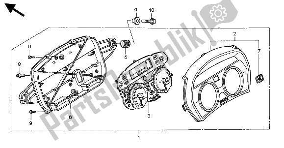 All parts for the Meter (mph) of the Honda XL 1000V 2004