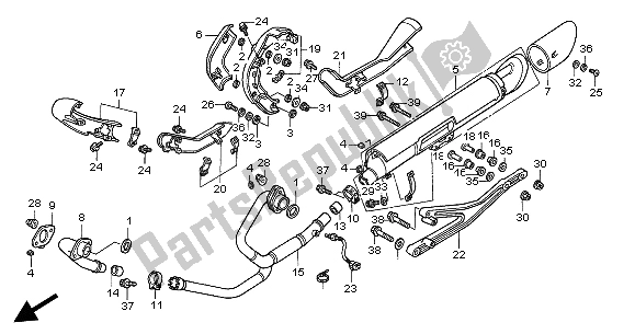 All parts for the Exhaust Muffler of the Honda VTX 1800C 2004
