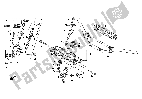 All parts for the Handle Pipe & Top Bridge of the Honda CRF 450X 2012