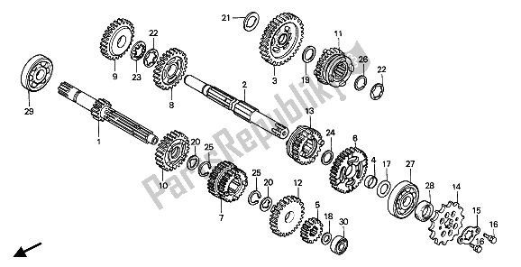 All parts for the Transmission of the Honda CR 80R 1993