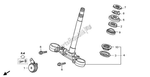 All parts for the Steering Stem of the Honda VTR 250 2009