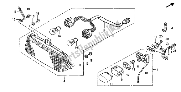 Tutte le parti per il Fanale Posteriore del Honda VFR 750F 1990