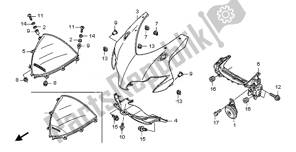 Todas las partes para Capucha Superior de Honda CBR 1000 RR 2008