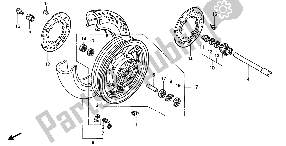 Toutes les pièces pour le Roue Avant du Honda PC 800 1990