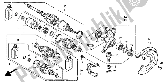 Tutte le parti per il Articolazione Anteriore E Albero Di Trasmissione Anteriore del Honda TRX 420 FA Fourtrax Rancher AT 2012