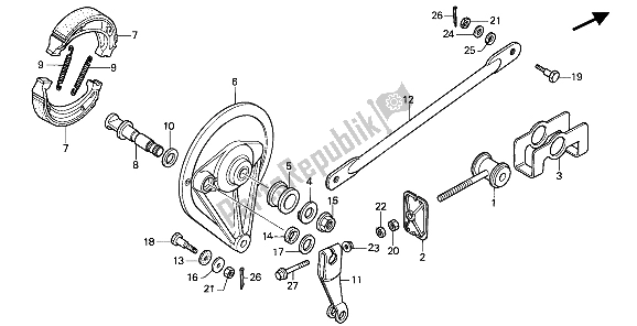 Todas as partes de Painel De Freio Traseiro do Honda CR 80R2 1986