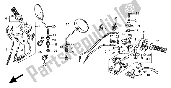 Todas las partes para Manejar Palanca E Interruptor Y Cable de Honda SLR 650 1998