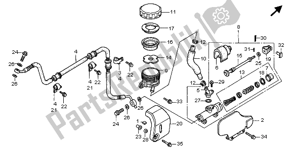 Todas las partes para Rr. Brake Cilindro Maestro de Honda VT 1100C2 1999