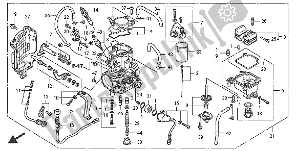 All parts for the Carburetor of the Honda TRX 450R Sportrax 2005