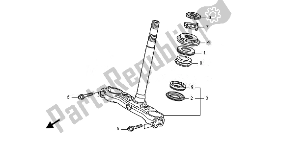 All parts for the Steering Stem of the Honda CB 1000R 2010