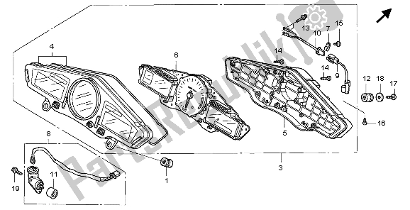 All parts for the Meter (mph) of the Honda VFR 800 2007