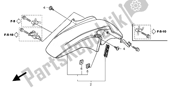 All parts for the Front Fender of the Honda CBF 600 NA 2010