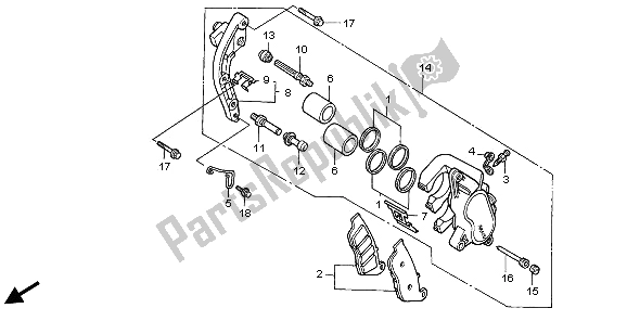 All parts for the Front Brake Caliper of the Honda NTV 650 1995