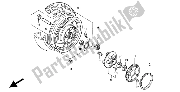 All parts for the Rear Wheel of the Honda VF 750C 1997