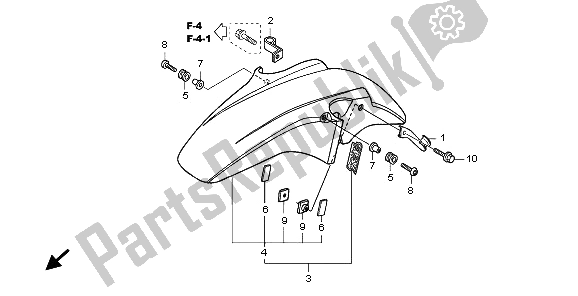 All parts for the Front Fender of the Honda CBF 1000 2009