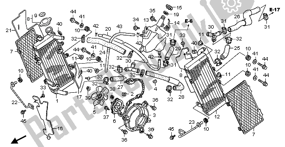 Alle onderdelen voor de Radiator van de Honda XL 1000V 2007