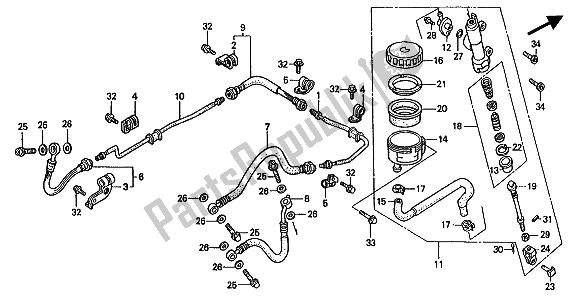 Wszystkie części do G?ówny Cylinder Hamulca Tylnego Honda ST 1100A 1994