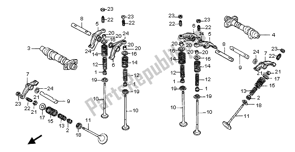 Todas las partes para árbol De Levas Y Válvula de Honda NTV 650 1997