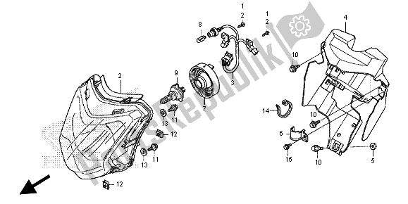 Tutte le parti per il Faro del Honda NC 700 SD 2012