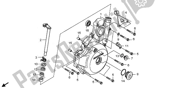 All parts for the Left Crankcase Cover of the Honda TRX 700 XX 2011
