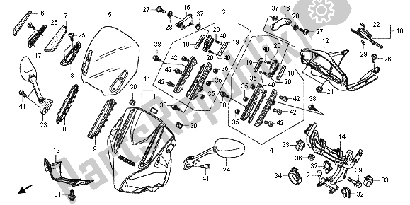 All parts for the Upper Cowl of the Honda CBF 1000 FA 2012