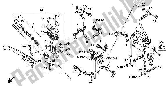 All parts for the Fr. Brake Master Cylinder (abs) of the Honda NT 700 VA 2010