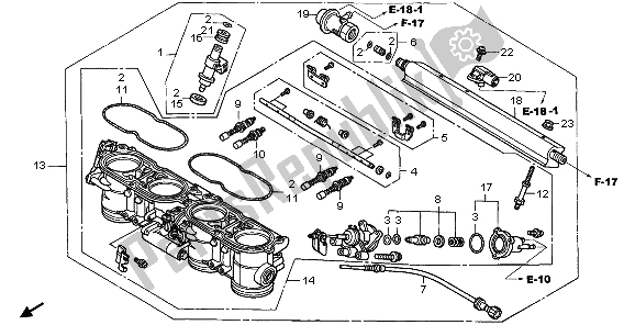 Tutte le parti per il Corpo Farfallato (assy.) del Honda CBR 1100 XX 2006