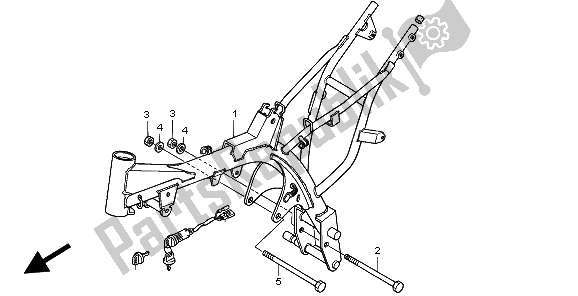 All parts for the Frame Body of the Honda XR 70R 1999