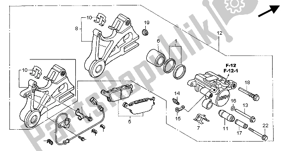 All parts for the Rear Brake Caliper of the Honda CBF 600S 2004