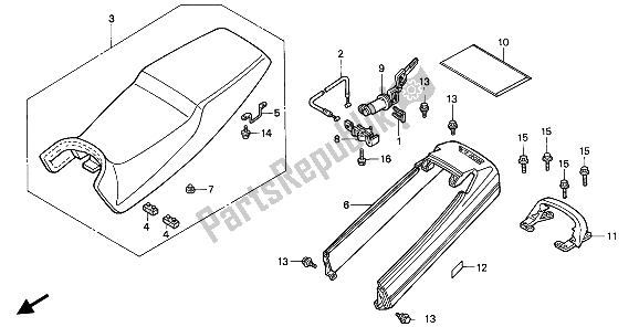 All parts for the Seat & Rear Cowl of the Honda NTV 650 1991