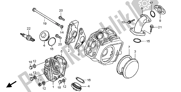 Alle onderdelen voor de Kleppendeksel van de Honda XR 70R 2000