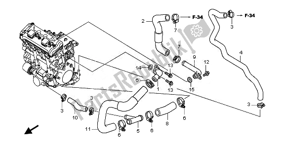 Tutte le parti per il Tubo Dell'acqua del Honda CBF 1000A 2010