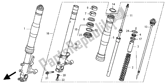 Alle onderdelen voor de Voorvork van de Honda CBR 600 RR 2012