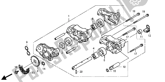 All parts for the Oil Pump of the Honda TRX 500 FPA Foreman Rubicon WP 2013