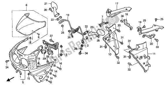 All parts for the Upper Cowl of the Honda CBR 900 RR 1992