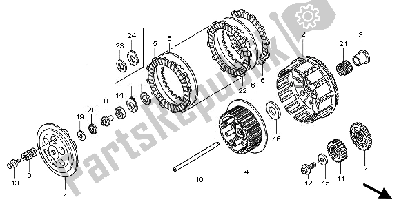 All parts for the Clutch of the Honda CRF 450R 2008