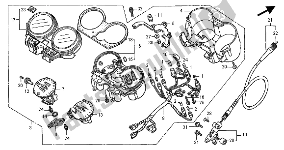 All parts for the Meter (mph) of the Honda CB 600F Hornet 2001