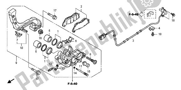 Wszystkie części do Zacisk Hamulca Tylnego Honda VFR 1200F 2012