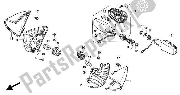 All parts for the Winker of the Honda XL 1000V 2000