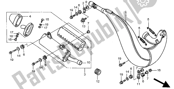 All parts for the Expansion Chamber of the Honda CR 250R 2003